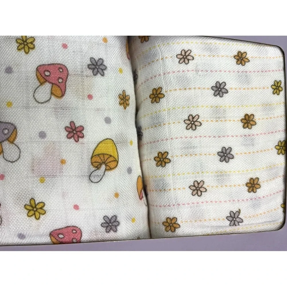 JuJuBe Baby Bamboo Swaddle Blanket Set Hippie Mushroom Flower Lot‎ Viscose NWT